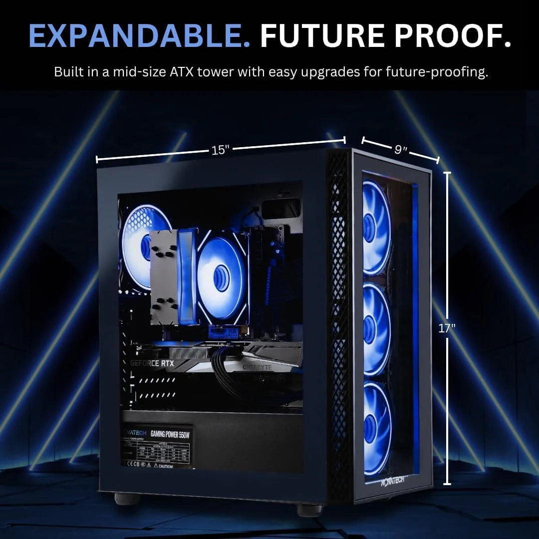 Titan Pro - Prebuilt Gaming PC Desktop Computer - RTX 5060 - Ryzen 5 - 4.2Ghz - 16GB RAM - 1TB M.2 SSD Wifi/Bt, Win 11 - Gaming Computer Tower - Pre Built PC Gaming - 1 Year Warranty