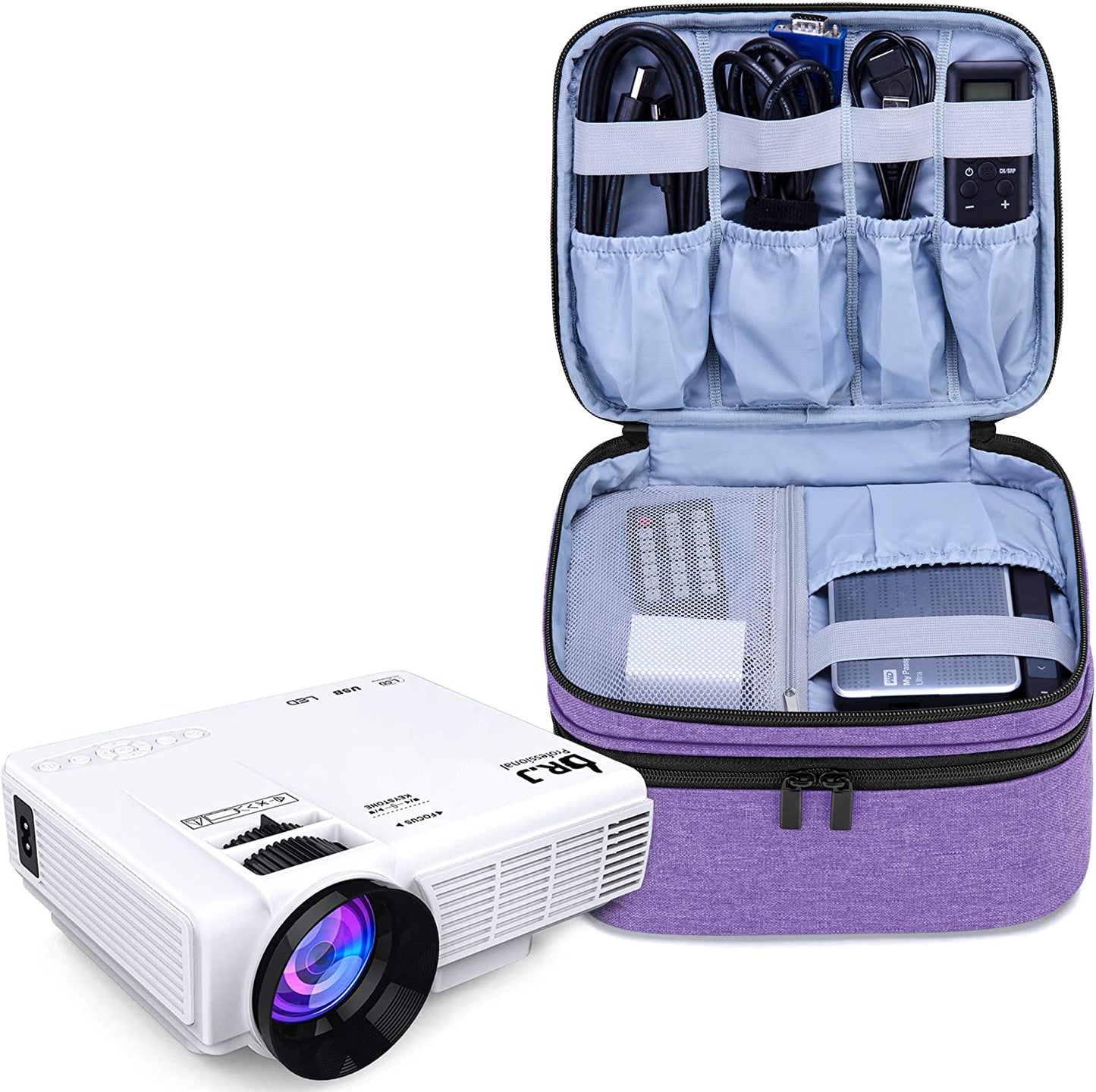 Carrying Bag Compatible with DR.J Mini Projector, Purple | Portable Case for Most Mini Projector and Accessories