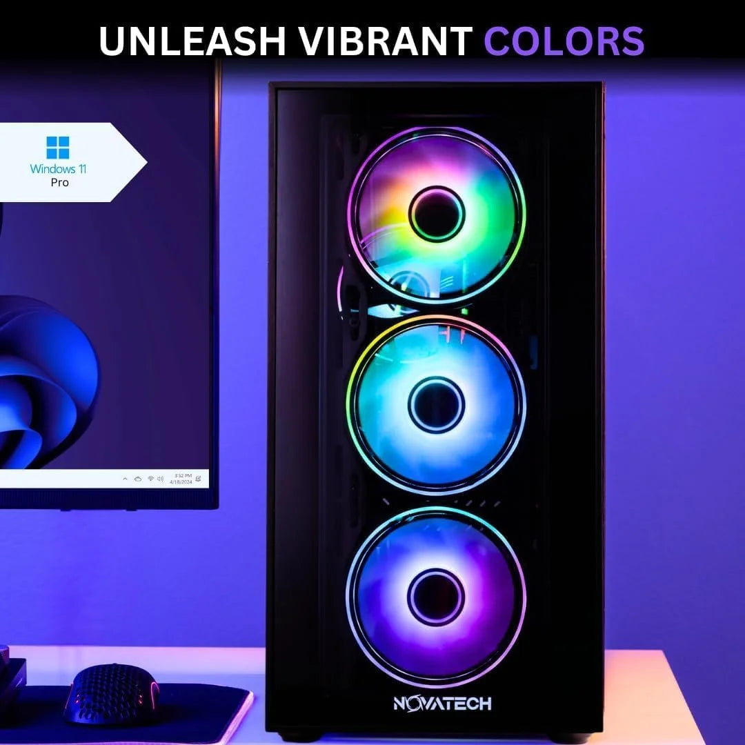 Titan Pro - Prebuilt Gaming PC Desktop Computer - RTX 5060 - Ryzen 5 - 4.2Ghz - 16GB RAM - 1TB M.2 SSD Wifi/Bt, Win 11 - Gaming Computer Tower - Pre Built PC Gaming - 1 Year Warranty