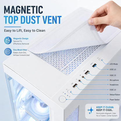 Gaming Desktop PC Computer Liquid Cooled 12-Core Processor, Geforce RTX 4060 GDDR6, 64GB RAM, 512GB Nvme SSD + 1TB HDD, Wifi 6 & BT 5.4, 7× ARGB Fans, 650W PSU, Windows 11