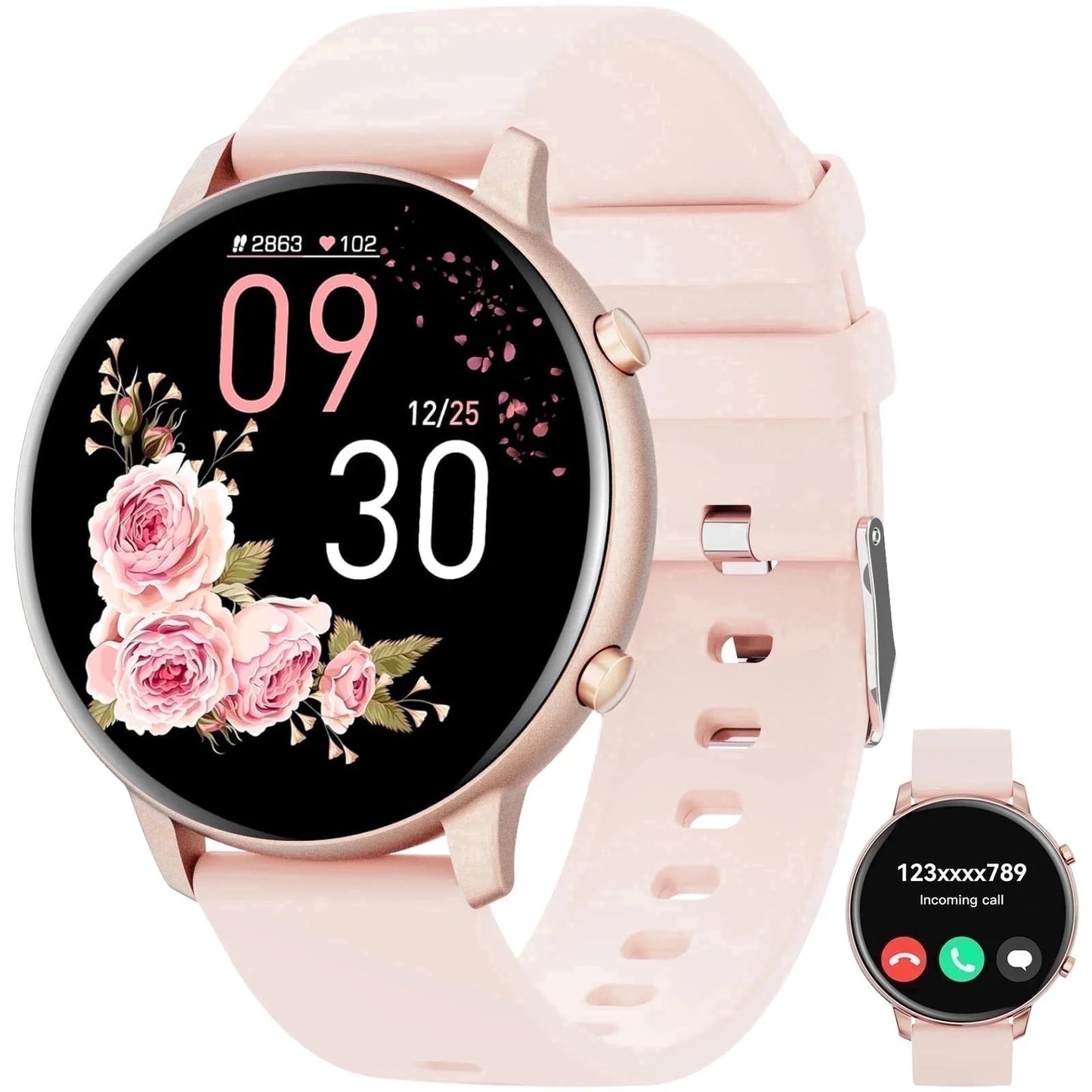 Smart Watch for Women, 1.39" Fitness Tracker with Bluetooth Calls(Answer&Make&Message Reminder), Smart Watch Fits for Android and Iphone, IP67 Waterproof, 100+ Sport Modes Smartwatch, for Gift, Pink