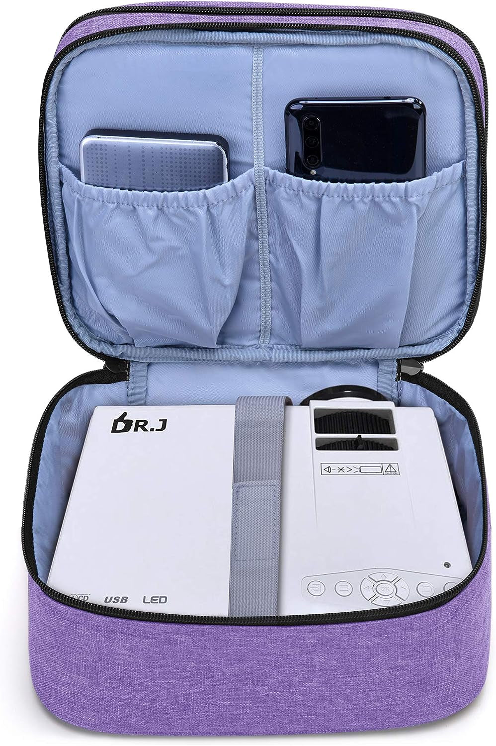 Carrying Bag Compatible with DR.J Mini Projector, Purple | Portable Case for Most Mini Projector and Accessories