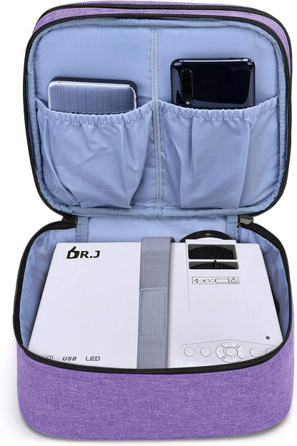 Carrying Bag Compatible with DR.J Mini Projector, Purple | Portable Case for Most Mini Projector and Accessories