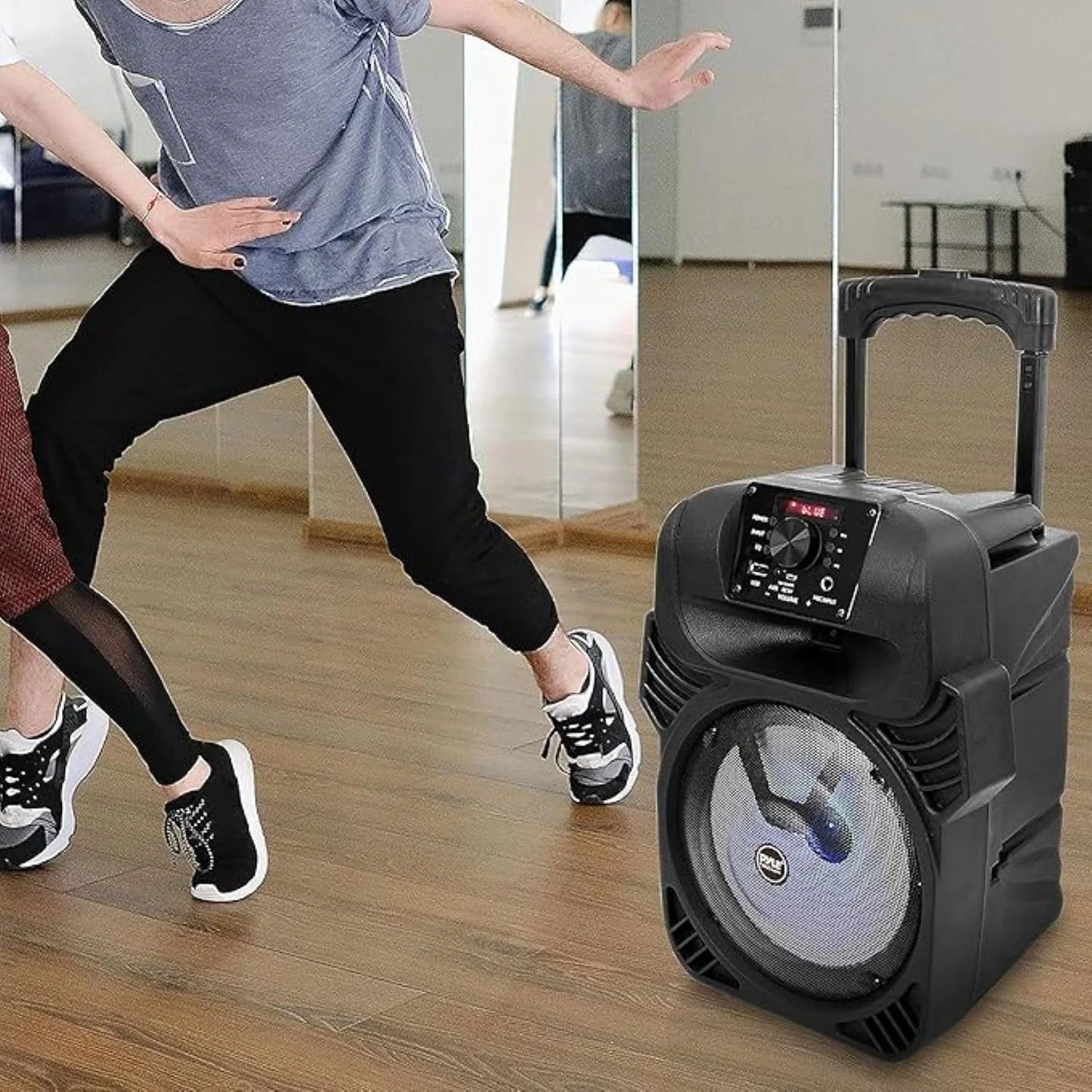 400W Portable Bluetooth PA Loudspeaker - 8” Subwoofer System, 4 Ohm/55-20Khz, USB/MP3/FM Radio/ ¼ Mic Inputs, Multi-Color LED Lights, Built-In Rechargeable Battery W/ Remote Control -PPHP844B