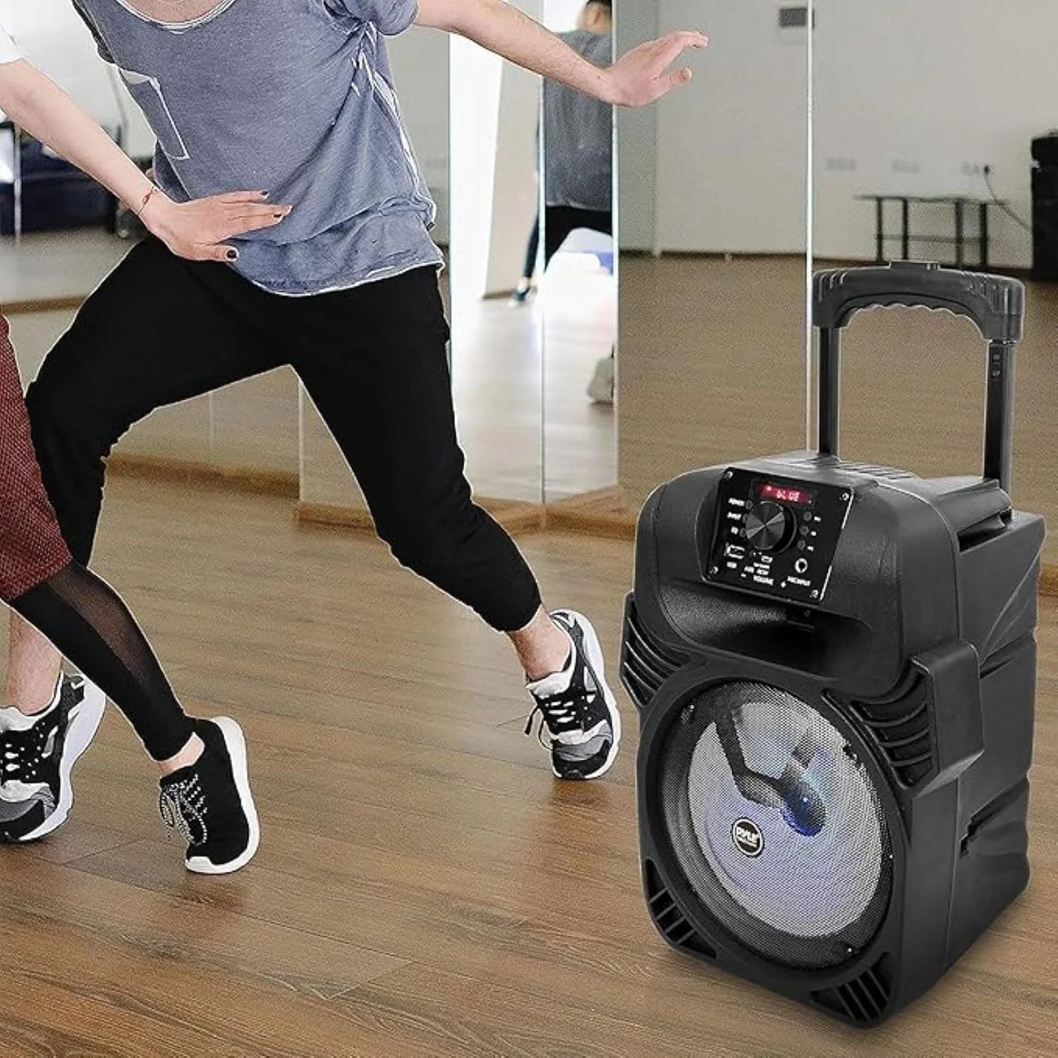 400W Portable Bluetooth PA Loudspeaker - 8” Subwoofer System, 4 Ohm/55-20Khz, USB/MP3/FM Radio/ ¼ Mic Inputs, Multi-Color LED Lights, Built-In Rechargeable Battery W/ Remote Control -PPHP844B