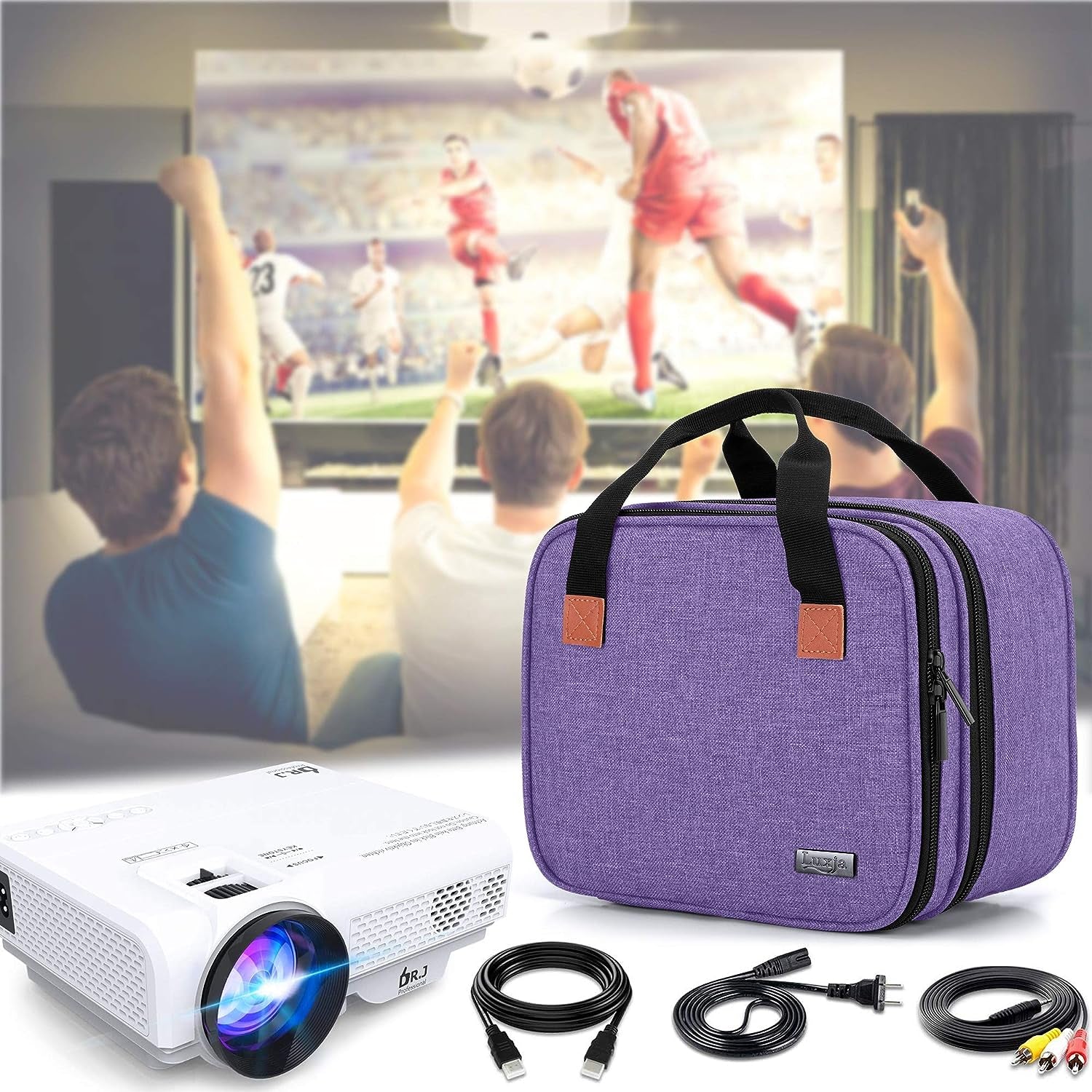 Carrying Bag Compatible with DR.J Mini Projector, Purple | Portable Case for Most Mini Projector and Accessories